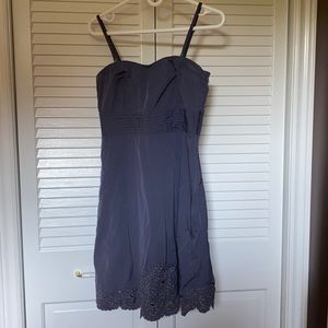 RW&CO purple satin dress with embroidered flowers